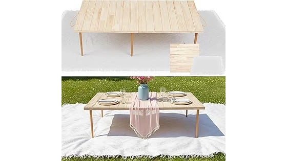 The image shows a sturdy wooden picnic table, perfect for outdoor gatherings, highlighting top wood choices.