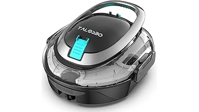 The image shows a sleek, modern pool robot cleaning an above ground pool, highlighting top rated models.