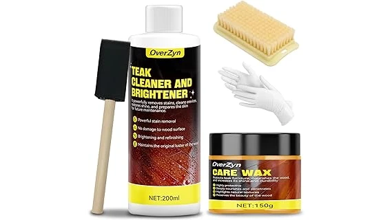 The image shows a sparkling clean outdoor furniture set next to a bottle of top-rated outdoor furniture cleaner.
