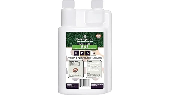 The image shows a lush green lawn with a variety of fertilizer bags, suggesting the top 10 fertilizers for yards in spring.