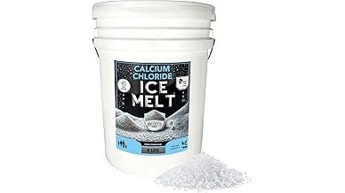 The image shows various ice melt products scattered across a paver surface, suggesting top-rated options.