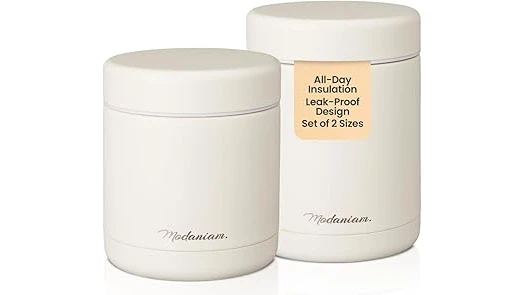 The image shows a selection of attractive, well-organized lunch containers perfect for work meals.