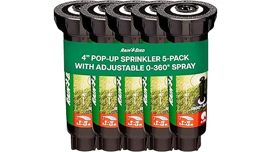 The image shows various top-rated sprinkler heads suitable for lawn care and irrigation systems.