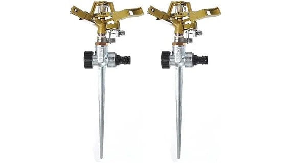 The image shows a selection of top-rated sprinklers designed for narrow garden strips.