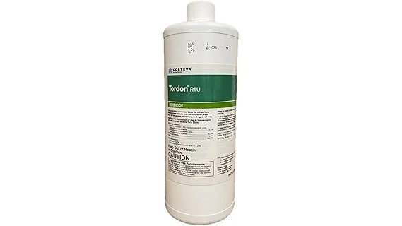 The image shows various bottles of highly effective weed killer suitable for brush control.
