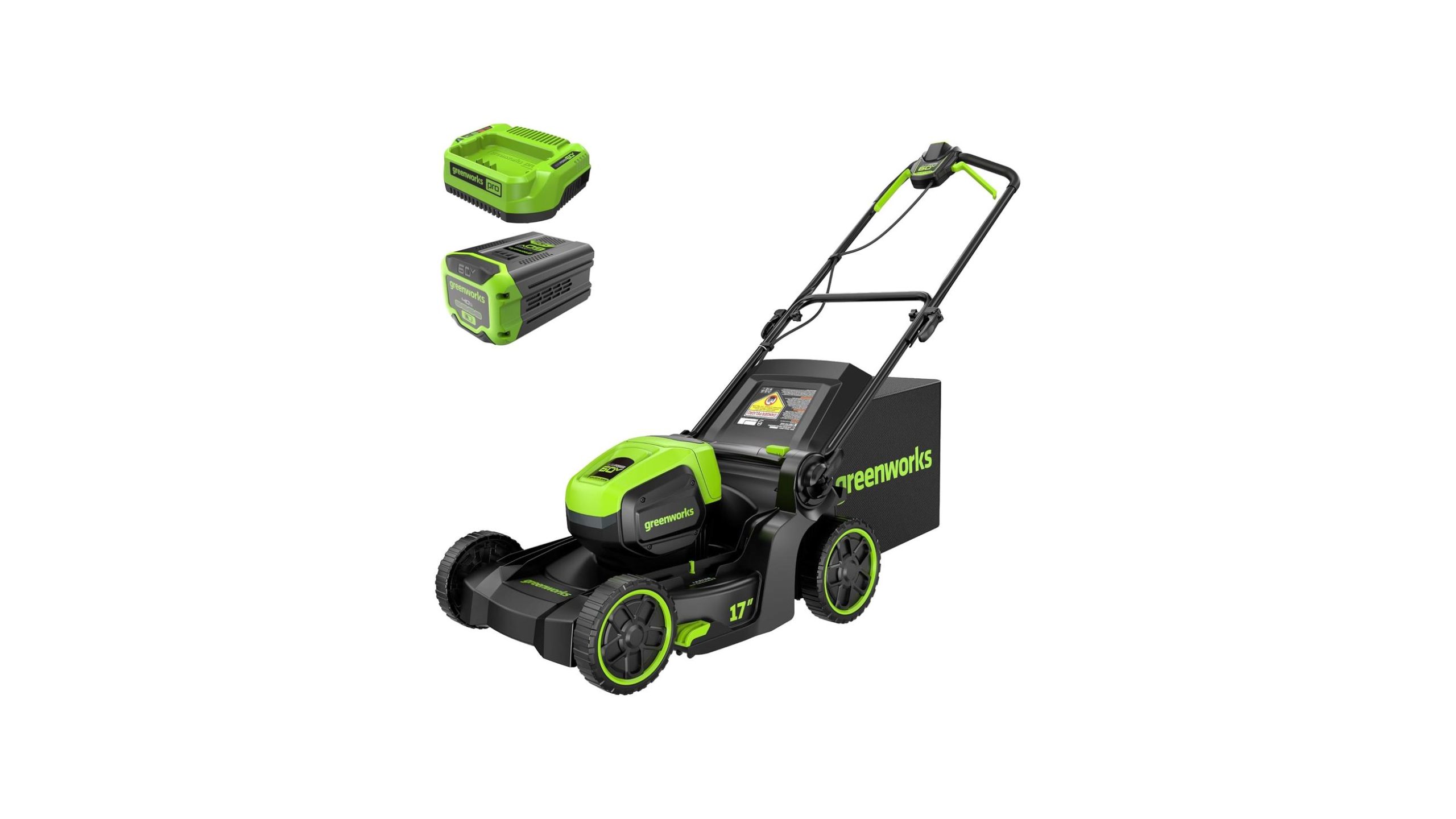 Greenworks 60V 17″ Brushless Cordless Push Lawn Mower – Deta