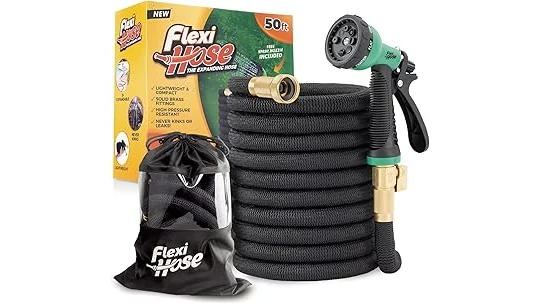 The image shows a collection of durable, no-kink garden hoses coiled neatly, showcasing best sellers.