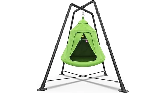 The image shows a comfortable outdoor swing with a canopy, part of the best-selling collection.