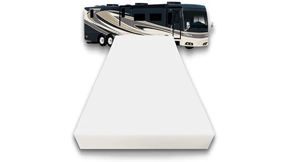 The image shows a comfortable Best Selling 10 Rv Short Queen Mattress in a recreational vehicle setting.