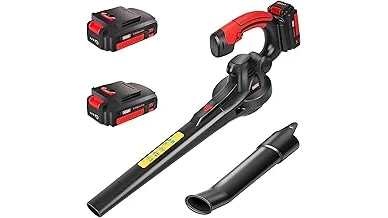 The image shows a selection of various cordless leaf blowers, highlighting popular affordable options.