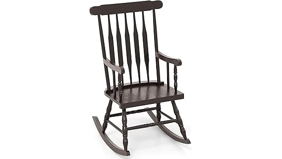 The image shows a collection of inviting wooden outdoor rocking chairs, highlighting popular styles for relaxation.