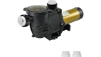 The image shows a selection of popular in-ground pool pumps, highlighting top choices for efficiency.