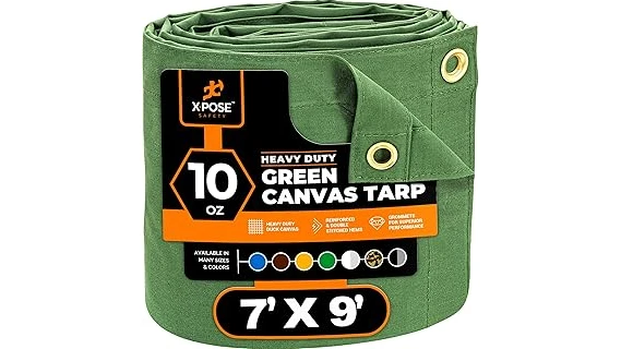 The image shows a heavy-duty waterproof tarp protecting equipment from rain, representing top choices.