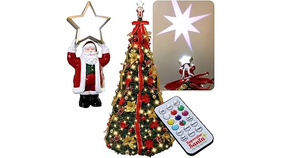 The image shows a festive pop-up Christmas tree, a perfect choice from the Top 10 Pop Up Christmas Tree selection.