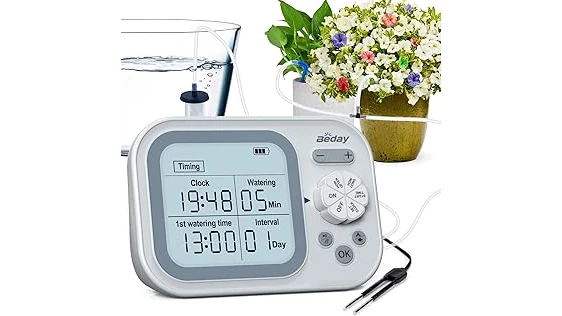 The image shows various automatic plant watering systems for effortless plant care, highlighting top-rated options.