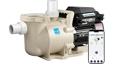 The image shows a powerful variable speed pool pump, highlighting top-rated models for efficient water circulation.