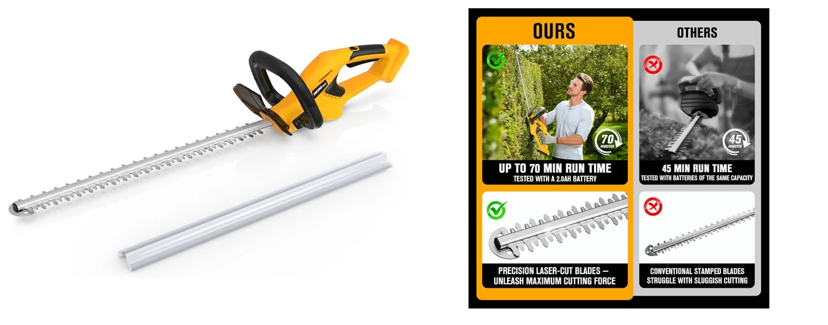 HEINPRO Cordless Hedge Trimmer 22-Inch Compatible images