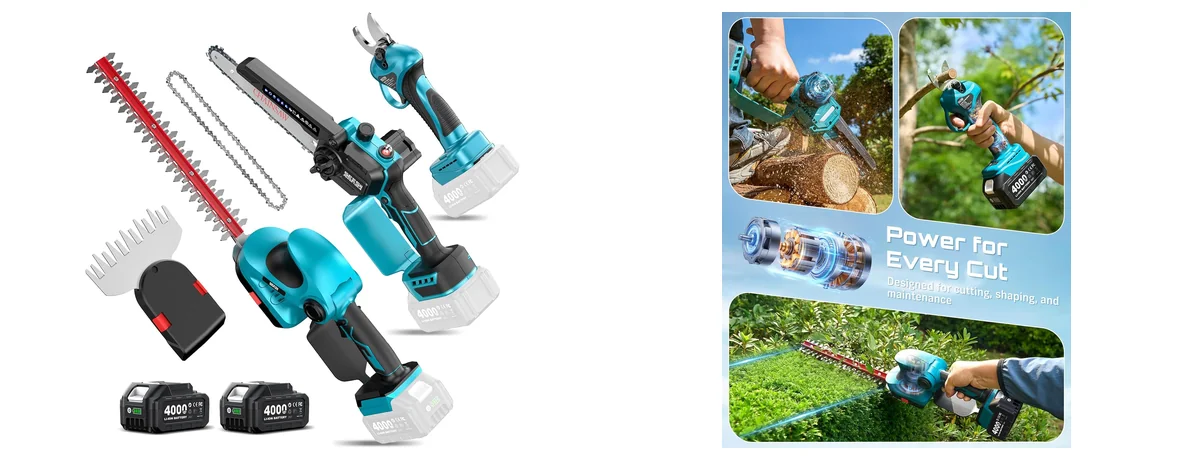 Seesii Electric Chainsaw Trimmer Pruner: 3-in-1 Cordless images