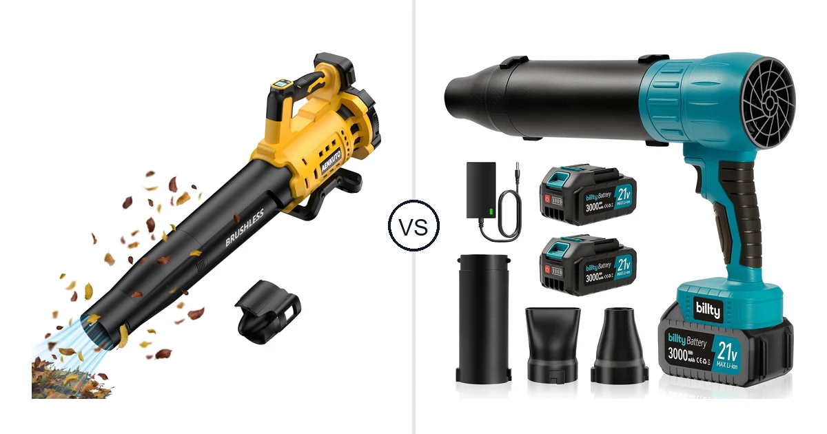 Comparison of Aenkuto Cordless Leaf Blower for DEWALT 20V and billty Cordless Leaf Blower