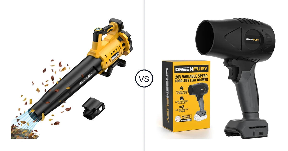 Comparison of Aenkuto Cordless Leaf Blower for DEWALT 20V and GREENFURY Cordless Leaf Blower Compatible