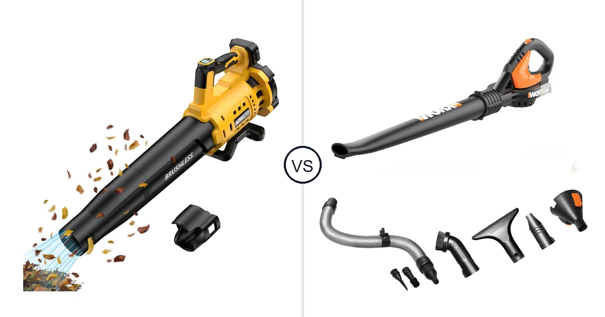 Comparison of Aenkuto Cordless Leaf Blower for DEWALT 20V and WORX WG545