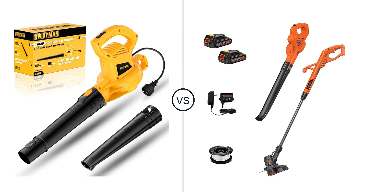 Comparison of Alloyman Corded Leaf Blower-yellow and BLACK+DECKER LCC222