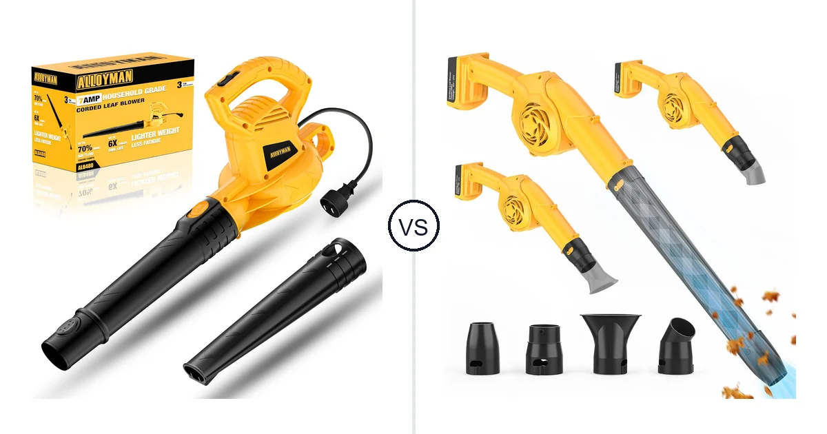 Comparison of Alloyman Corded Leaf Blower-yellow and denqir Leaf Blower