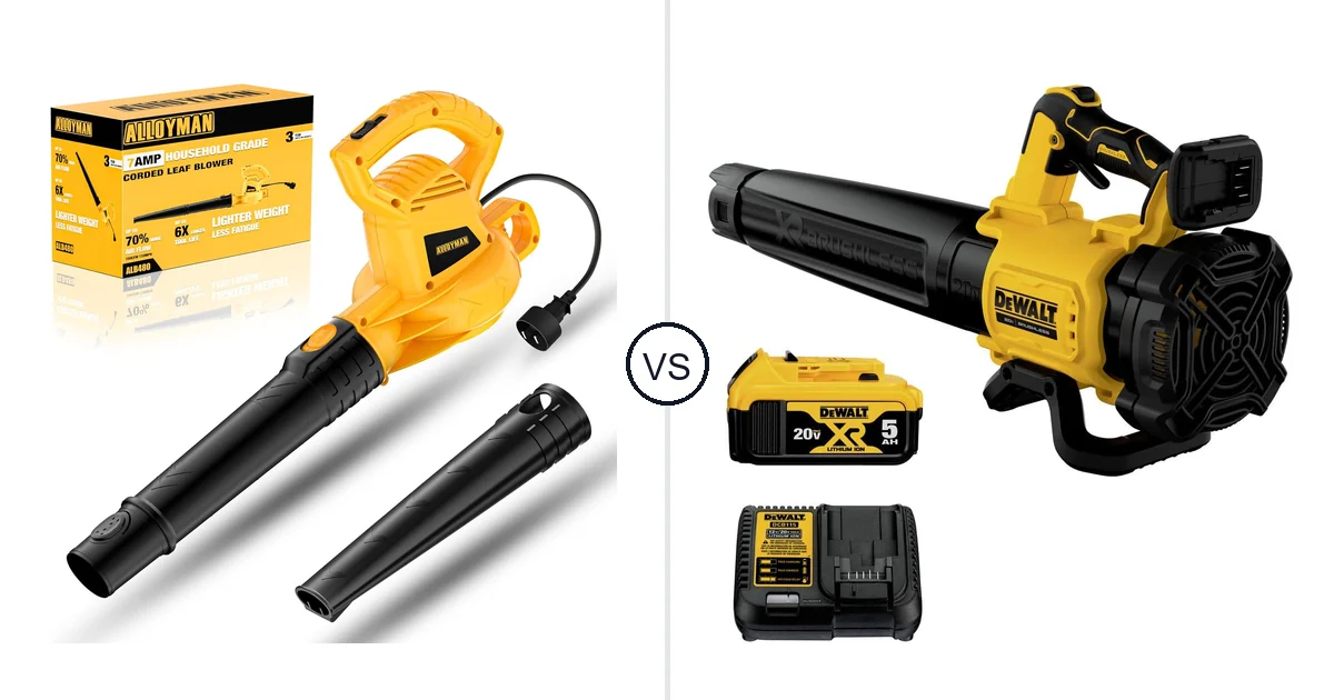 Comparison of Alloyman Corded Leaf Blower-yellow and DEWALT DCBL722P1