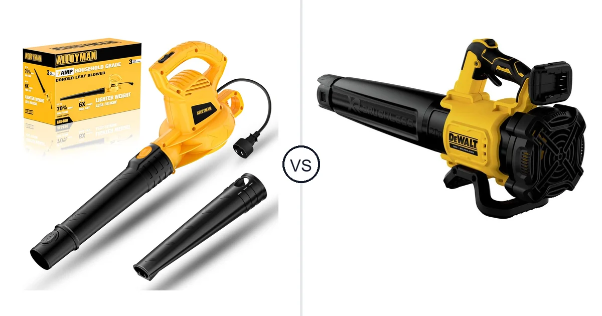 Comparison of Alloyman Corded Leaf Blower-yellow and DEWALT DCBL722B