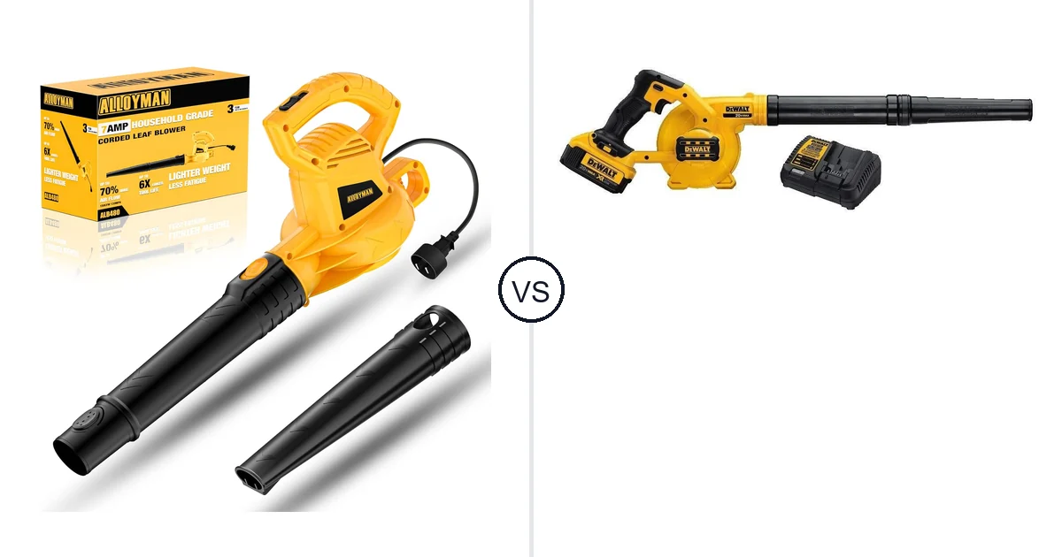 Comparison of Alloyman Corded Leaf Blower-yellow and DEWALT DCE100M1