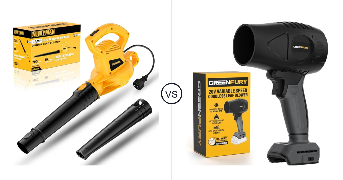 Comparison of Alloyman Corded Leaf Blower-yellow and GREENFURY Cordless Leaf Blower Compatible