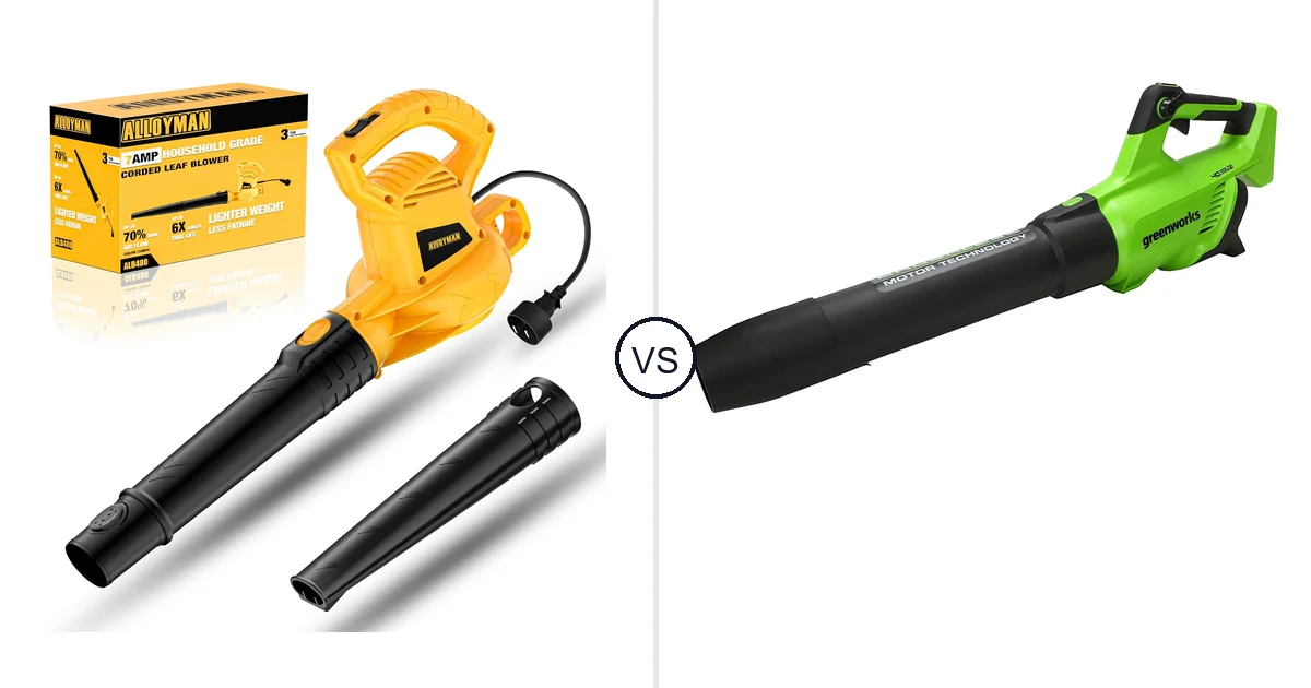 Comparison of Alloyman Corded Leaf Blower-yellow and Greenworks 40V