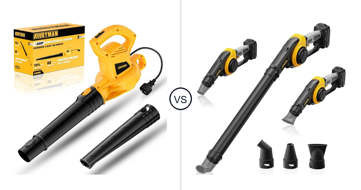 Comparison of Alloyman Corded Leaf Blower-yellow and HEINPRO Cordless Leaf Blower Compatible