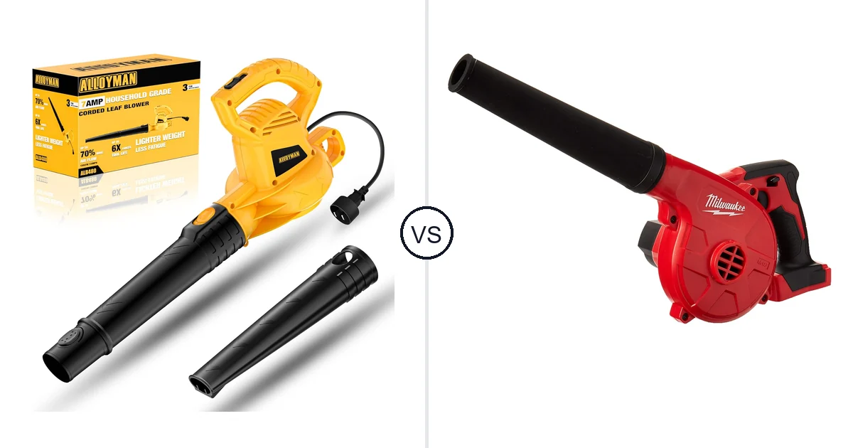 Comparison of Alloyman Corded Leaf Blower-yellow and Milwaukee 0884-20