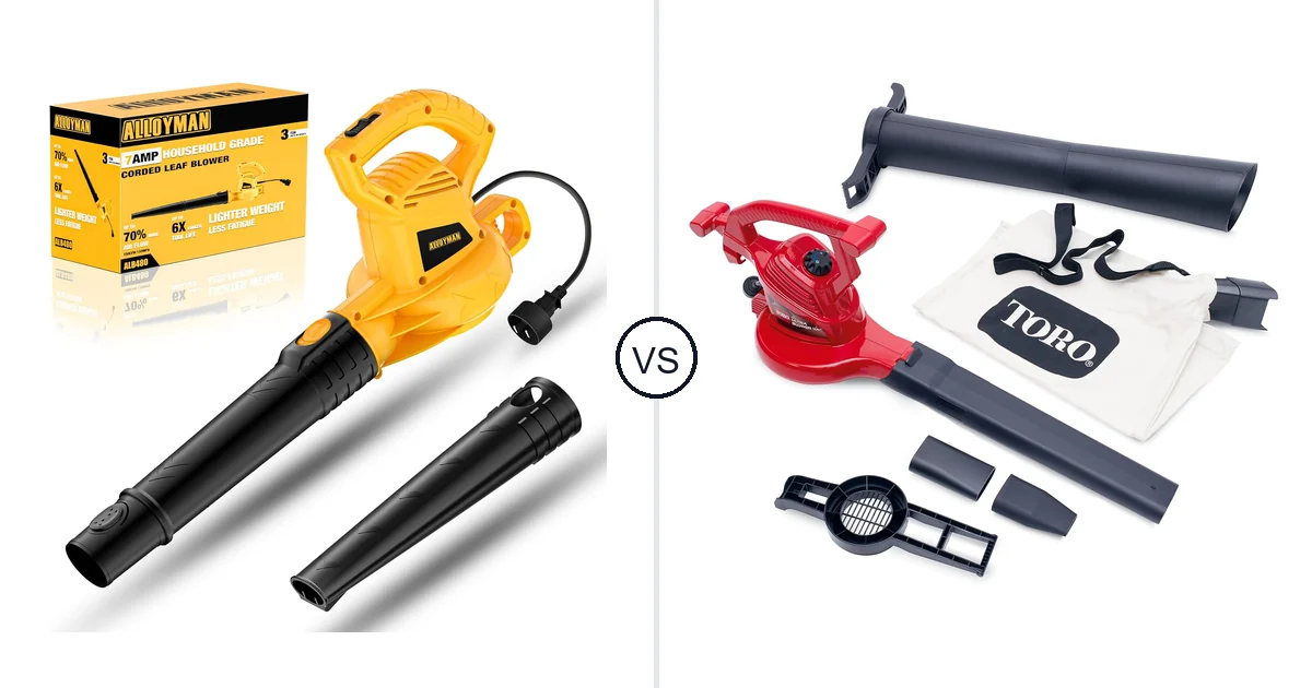 Comparison of Alloyman Corded Leaf Blower-yellow and Toro 51619