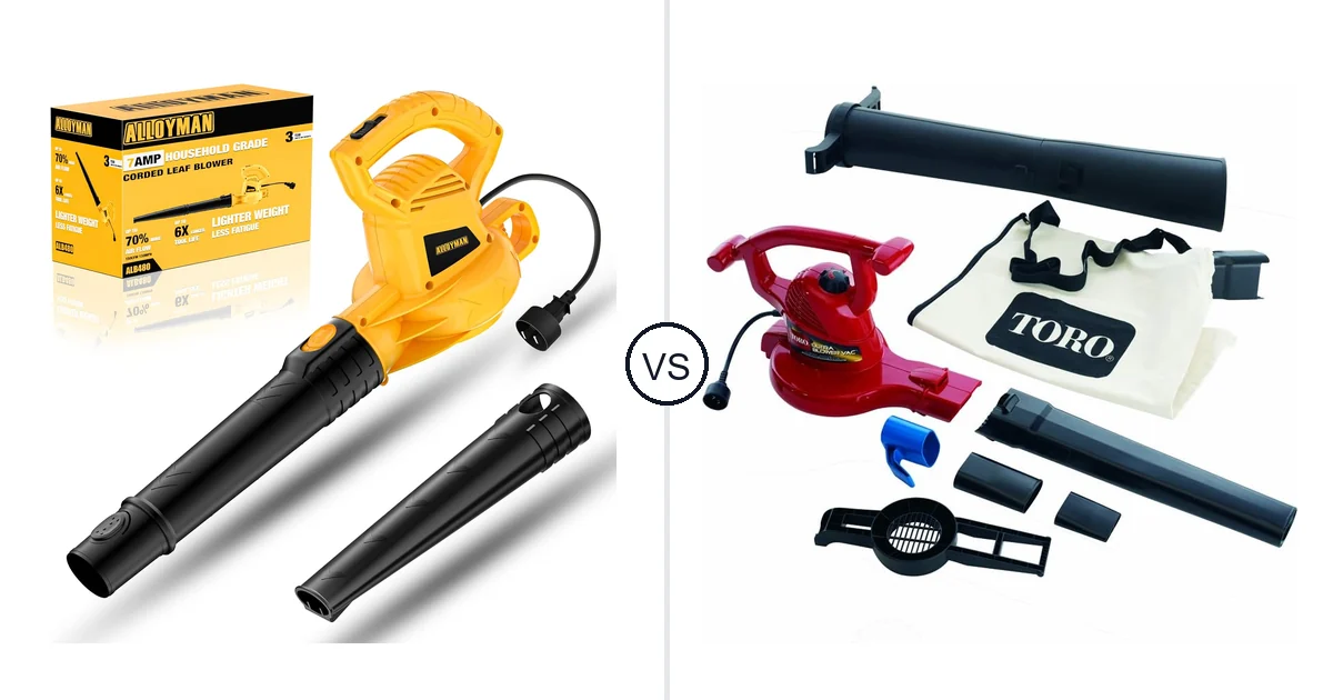Comparison of Alloyman Corded Leaf Blower-yellow and Toro Handheld