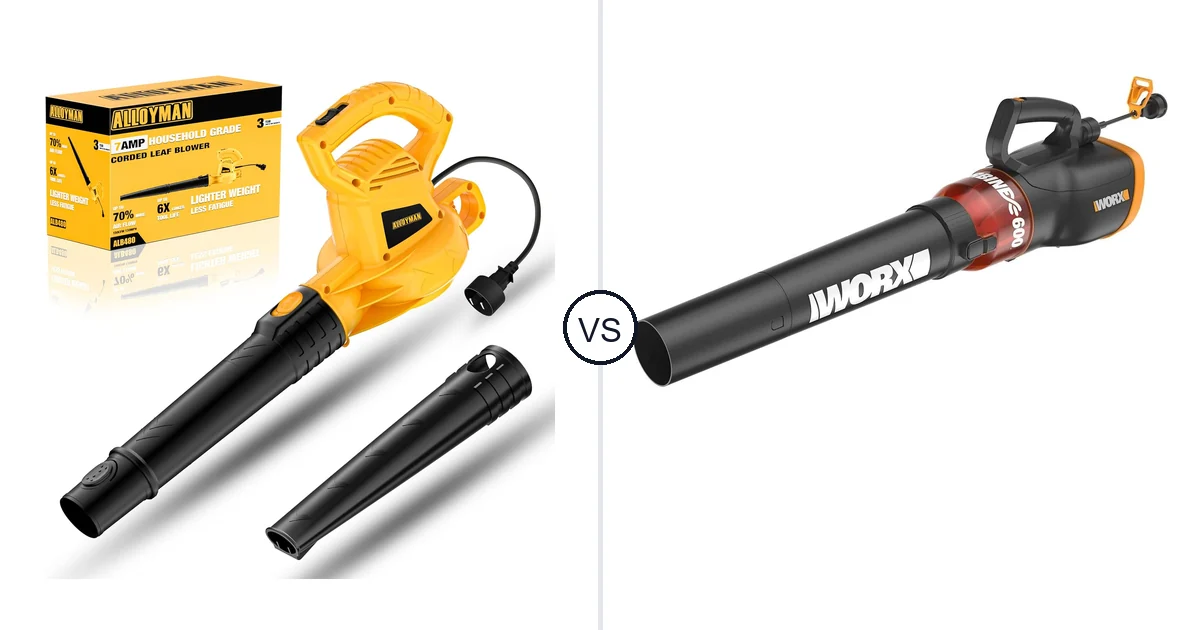 Comparison of Alloyman Corded Leaf Blower-yellow and WORX WG520
