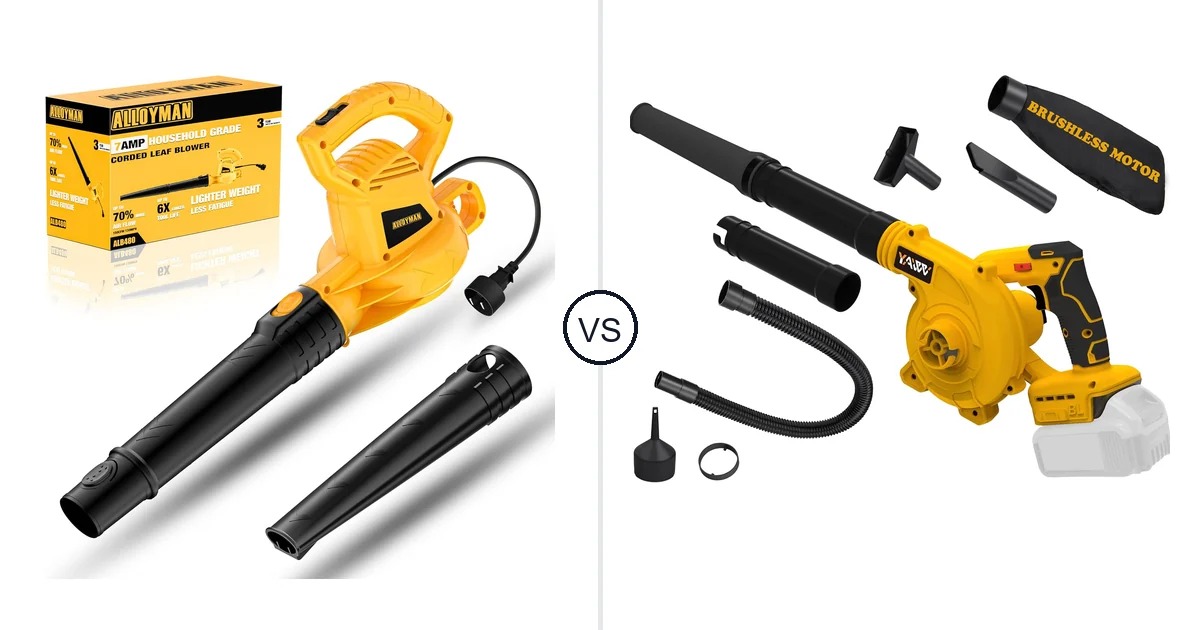 Comparison of Alloyman Corded Leaf Blower-yellow and YAWV Leaf Blower