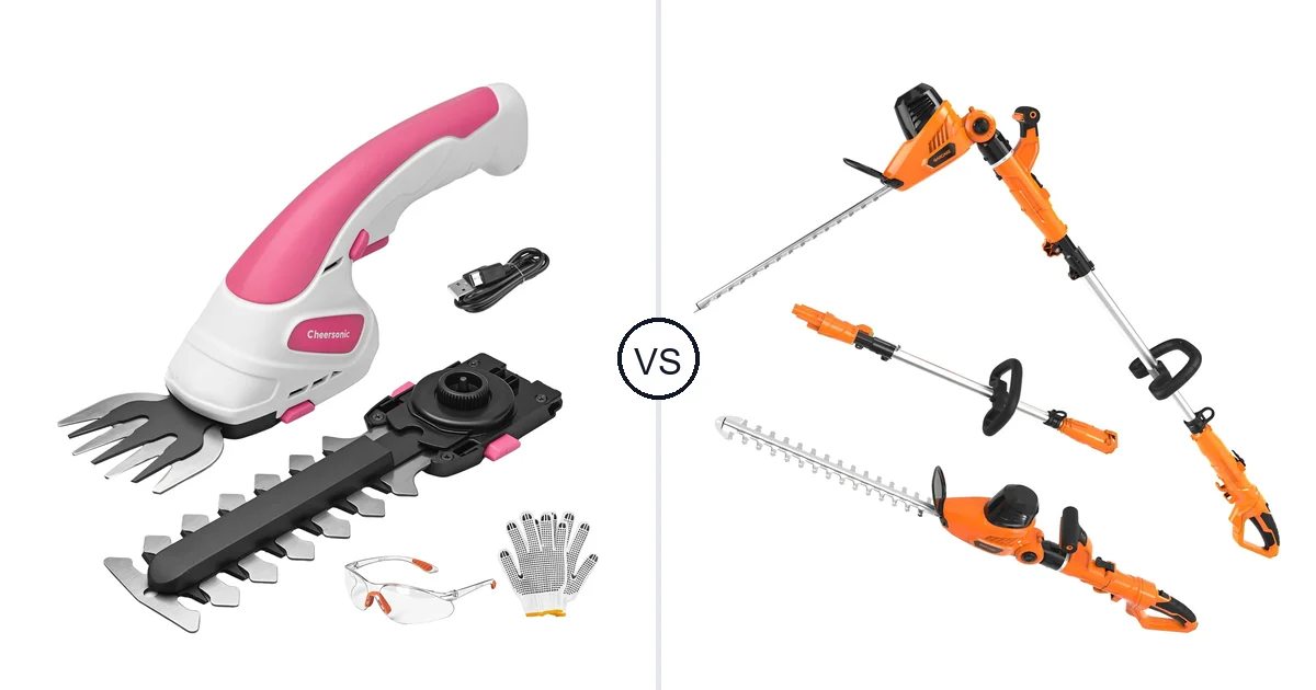 CHEERSONIC Cordless Grass vs GARCARE 2 in 1 Electric Pole: Hedge
