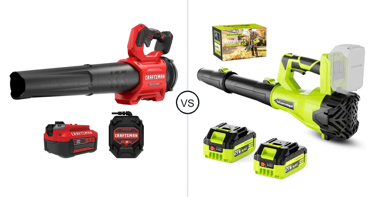 Comparison of CRAFTSMAN CRAFTSMAN V20* BRUSHLESS RP Blower (5.0Ah) and ToCzernobgol Cordless Leaf Blower