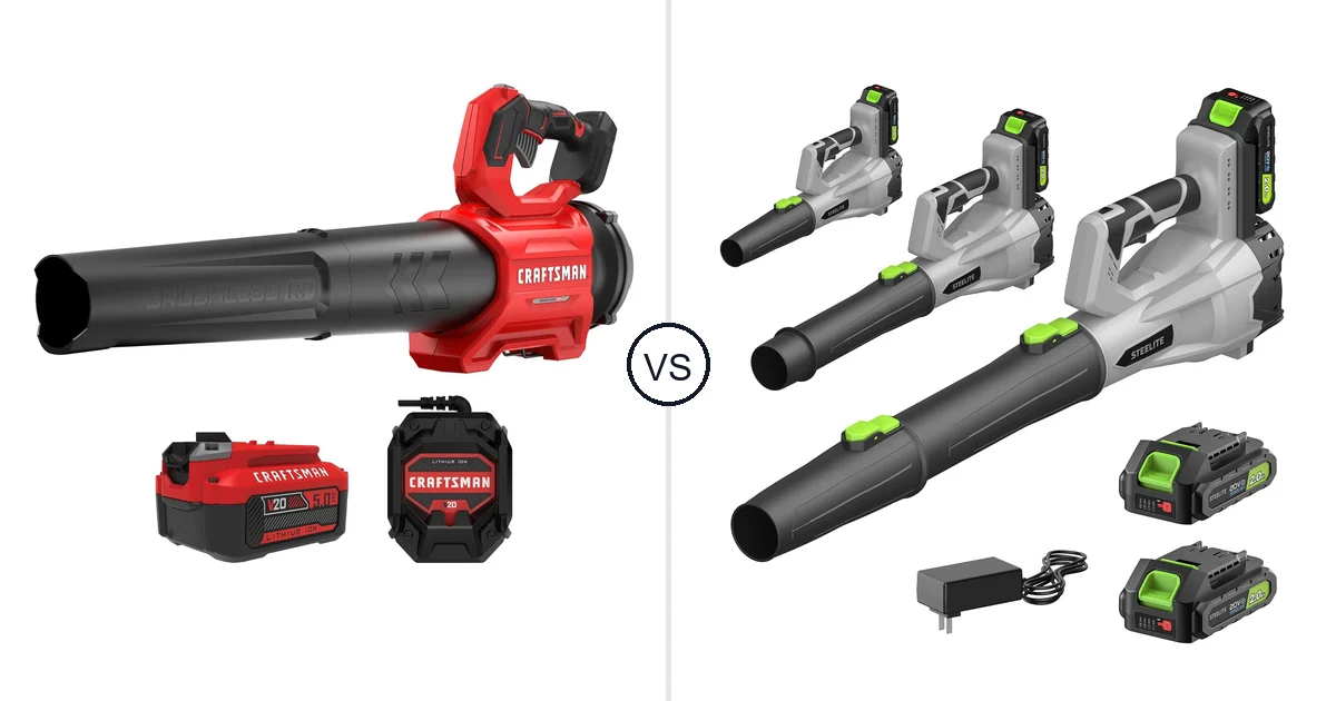 CRAFTSMAN V20* vs Steelite 21V: Leaf Blower Comparison