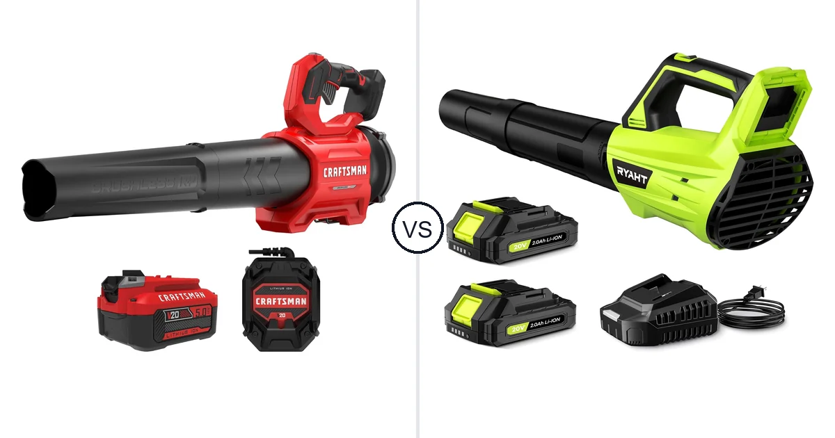Comparison of CRAFTSMAN CRAFTSMAN V20* BRUSHLESS RP Blower (5.0Ah) and RYAHT DD8179
