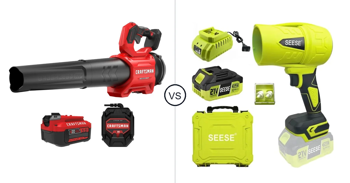 CRAFTSMAN V20* vs SEESE MT5S2P: Leaf Blower Comparison (Key