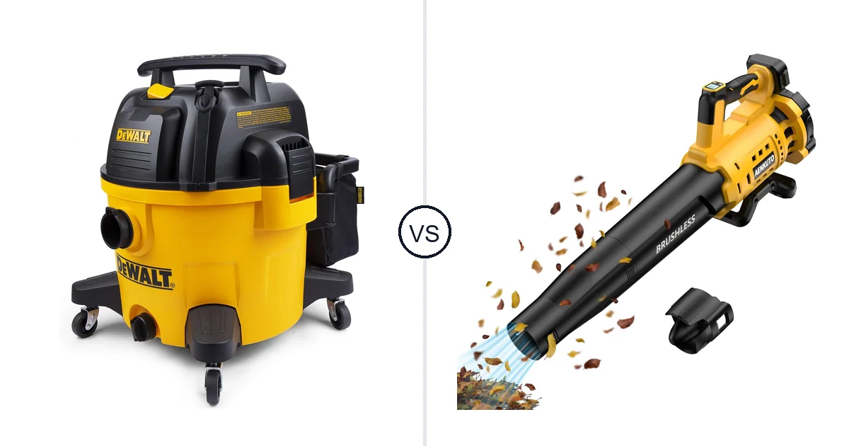 Comparison of DEWALT 9 Gallon Wet/Dry VAC and Aenkuto Cordless Leaf Blower for DEWALT 20V