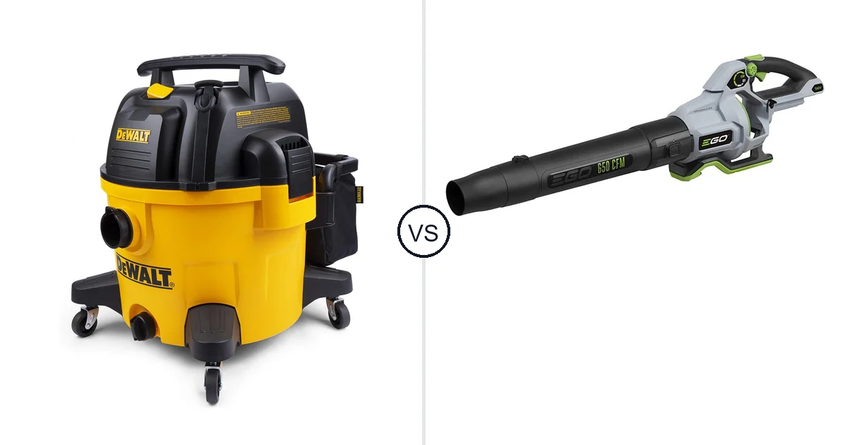 Comparison of DEWALT 9 Gallon Wet/Dry VAC and EGO Power+ Leaf Blower