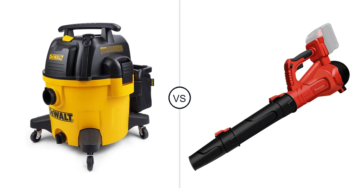 Comparison of DEWALT 9 Gallon Wet/Dry VAC and Tovexis Cordless Leaf Blower