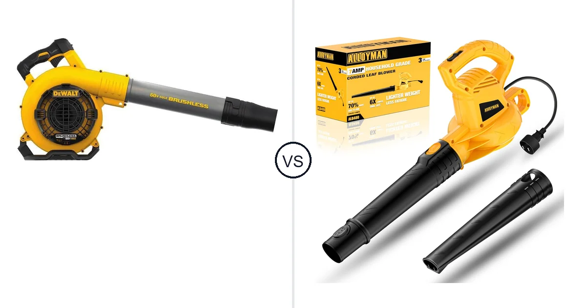 Comparison of DEWALT DCBL770B and Alloyman Corded Leaf Blower-yellow