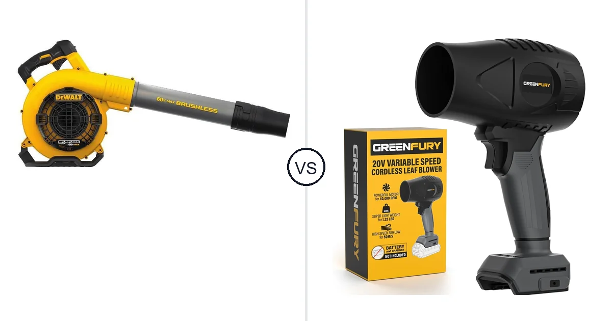 Comparison of DEWALT DCBL770B and GREENFURY Cordless Leaf Blower Compatible