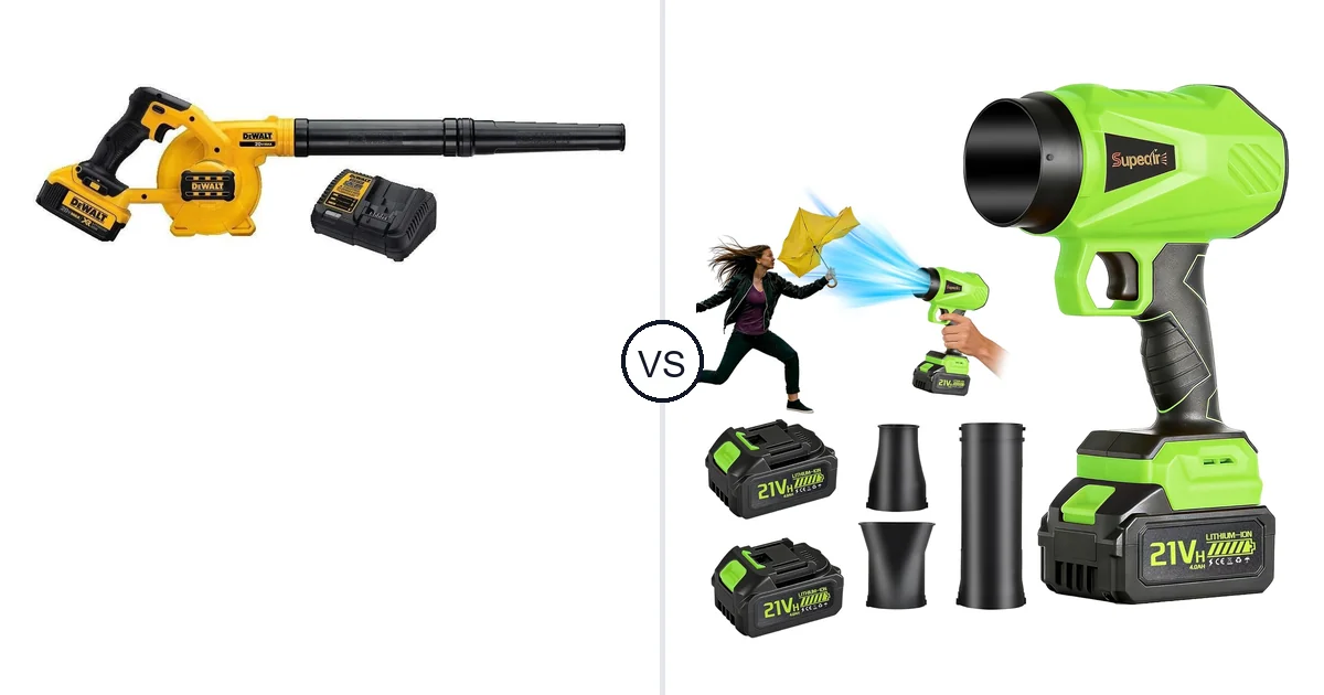DEWALT DCE100M1 vs SUPEAIR 667667: Leaf Blower Comparison (Key