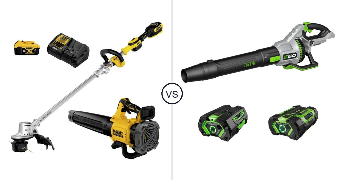 Comparison of DEWALT DCKO222M1 and EGO Power+ LB7654